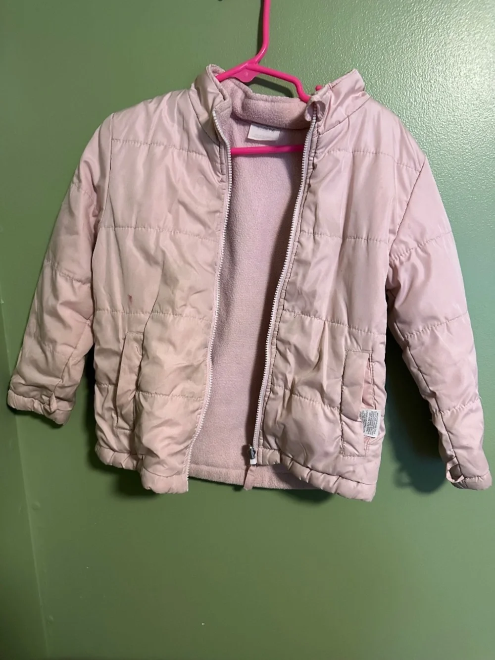 4T Girl Olive Green/light pink winter coat 3 in 1